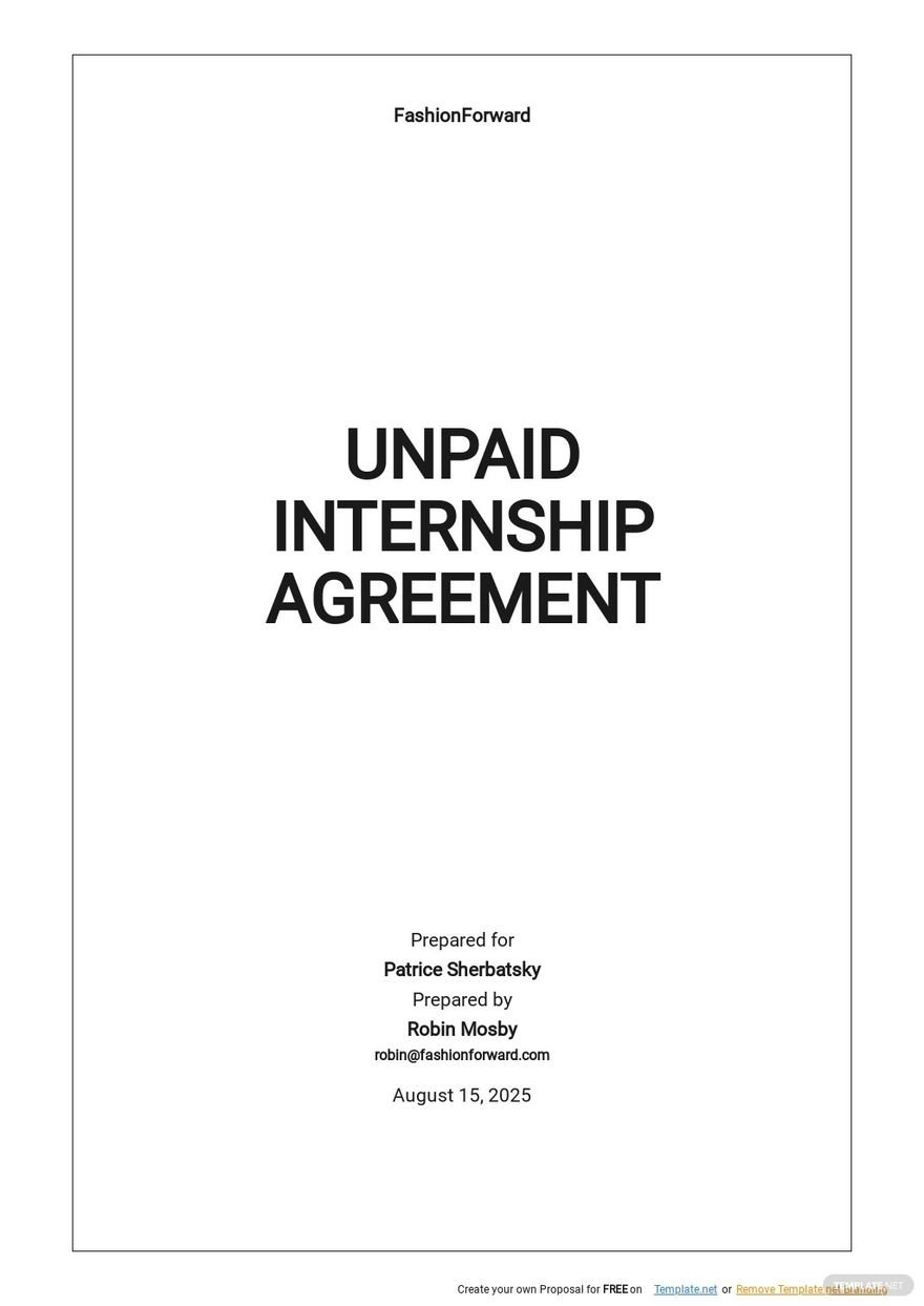 Unpaid Internship Agreement Template