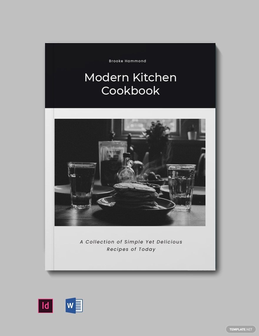 Modern Black and White Recipe Cookbook Template in Word, InDesign