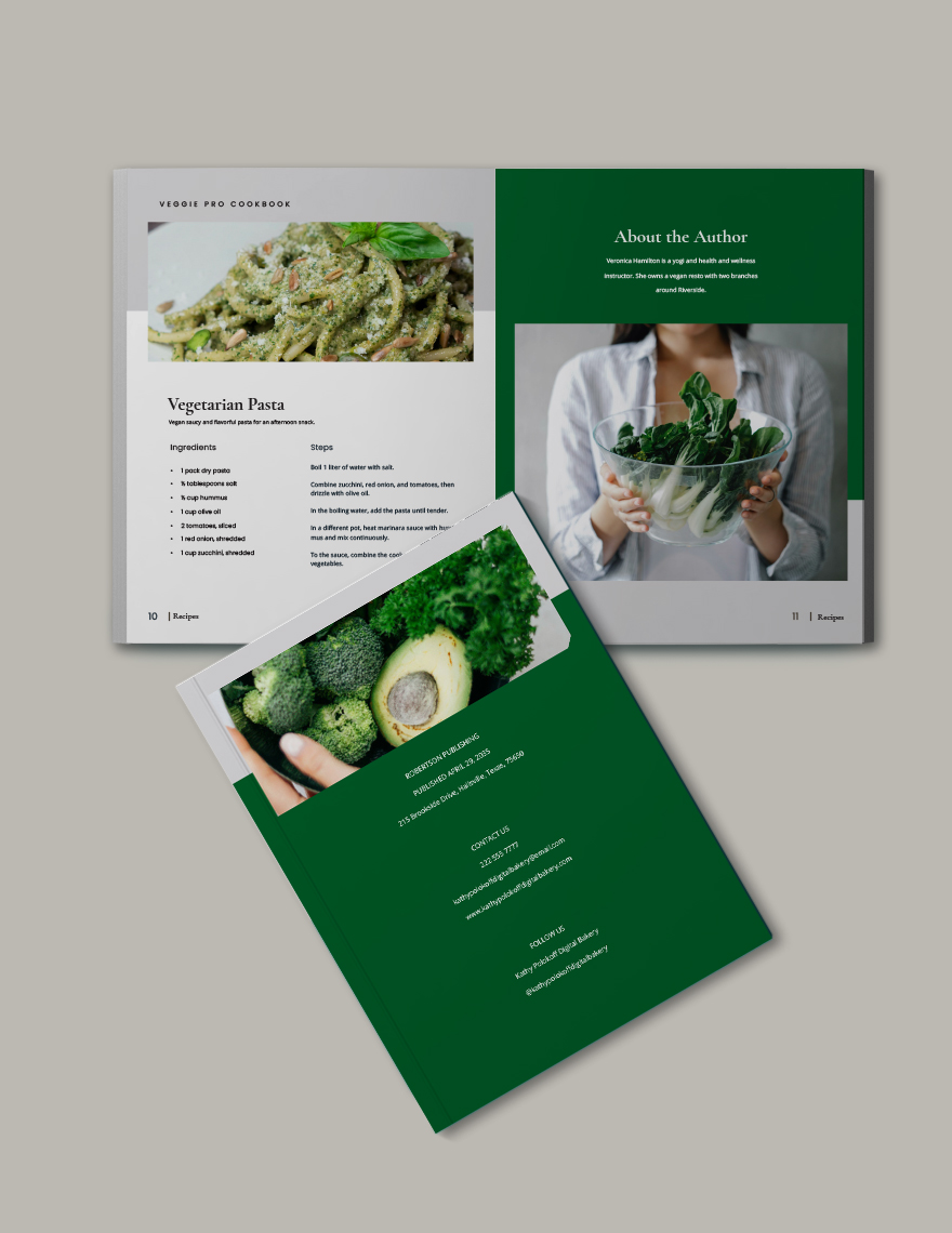 Elegant Vegan Cookbook Template Format