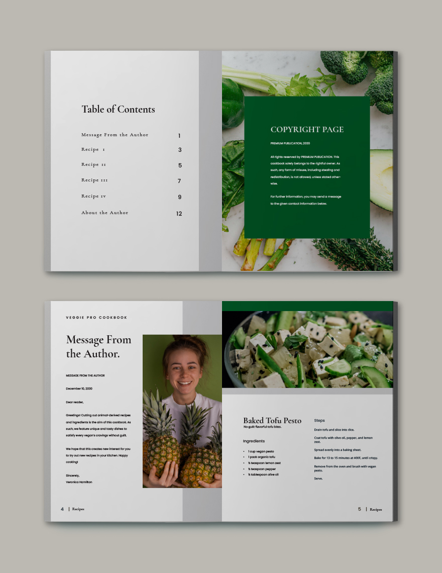 Sample Elegant Vegan Cookbook Template
