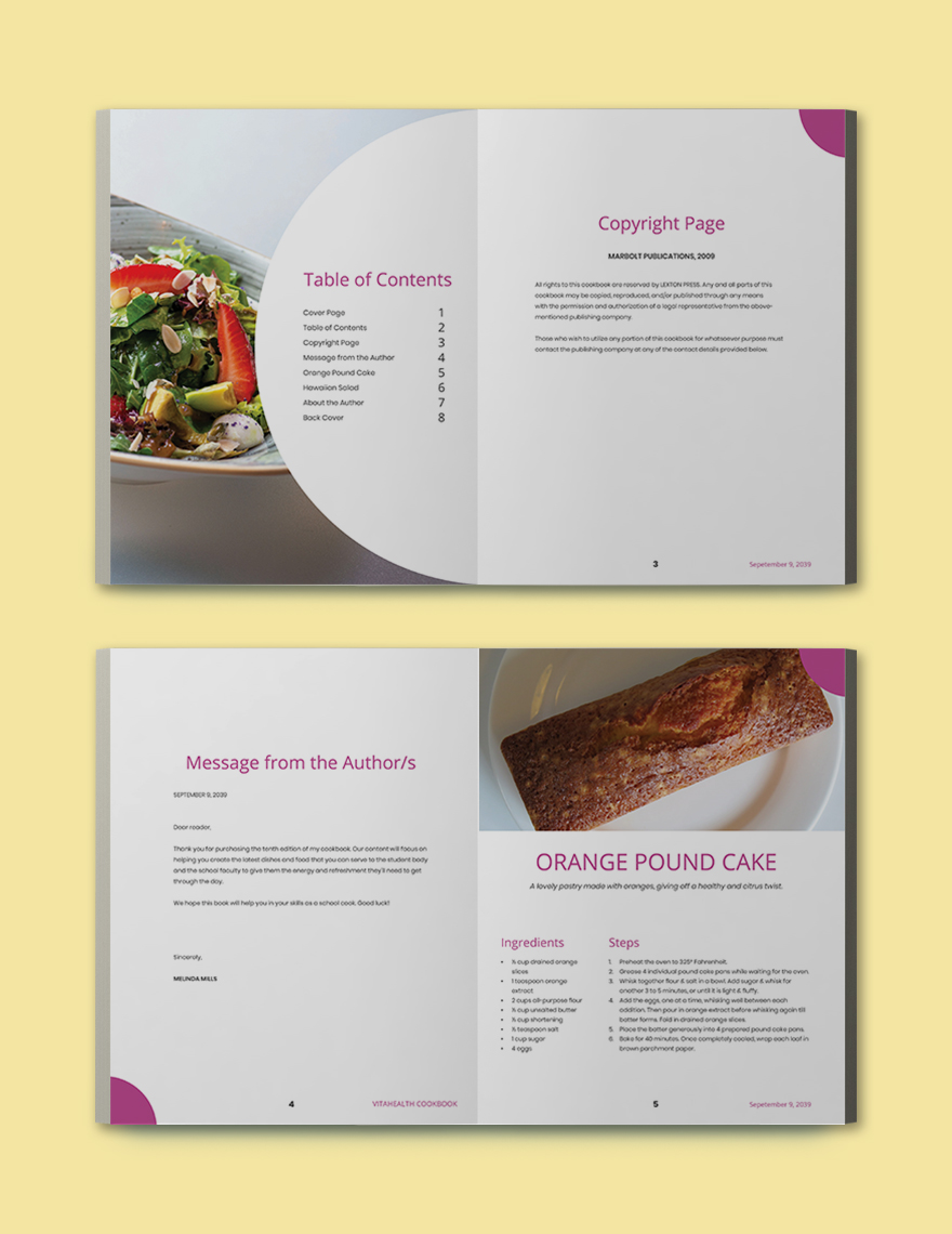 Modern Healthy Cookbook Template Format