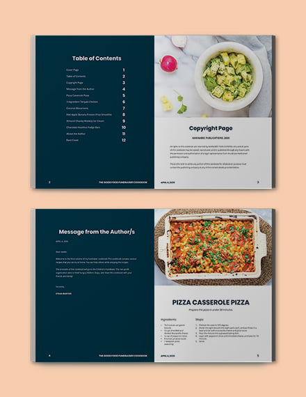 Free Elegant Fundraiser Cookbook Template InDesign Word PDF