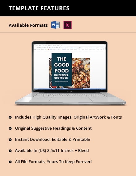 Free Elegant Fundraiser Cookbook Template InDesign Word PDF