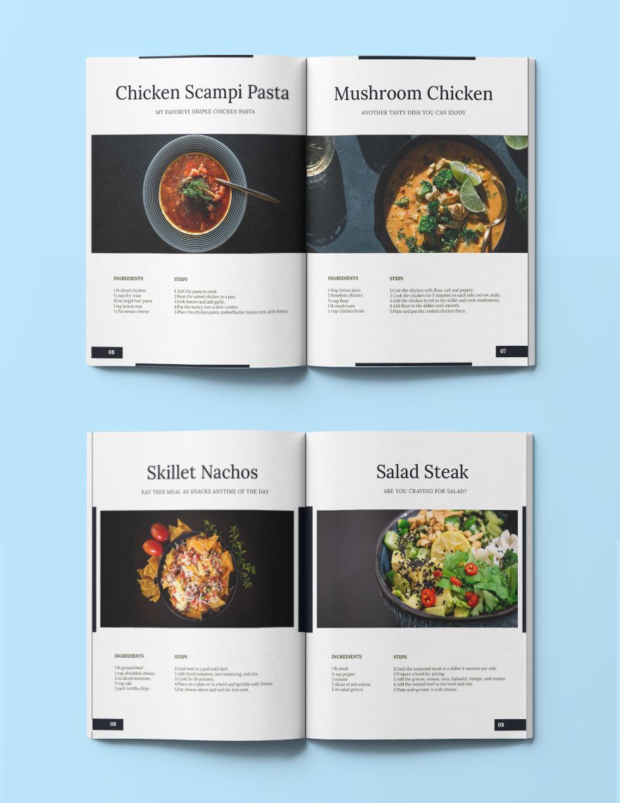 Elegant Journal Cookbook Template Format