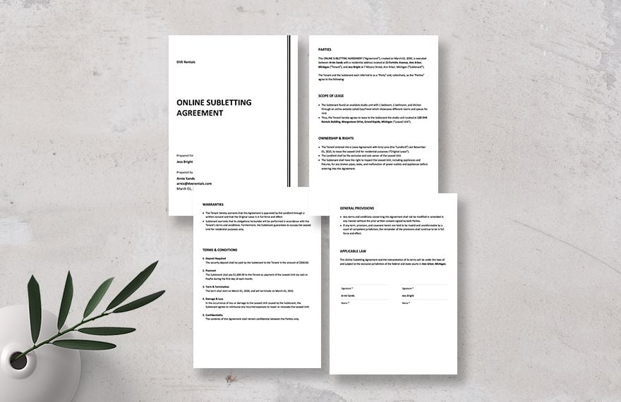 Online Subletting Agreement Template