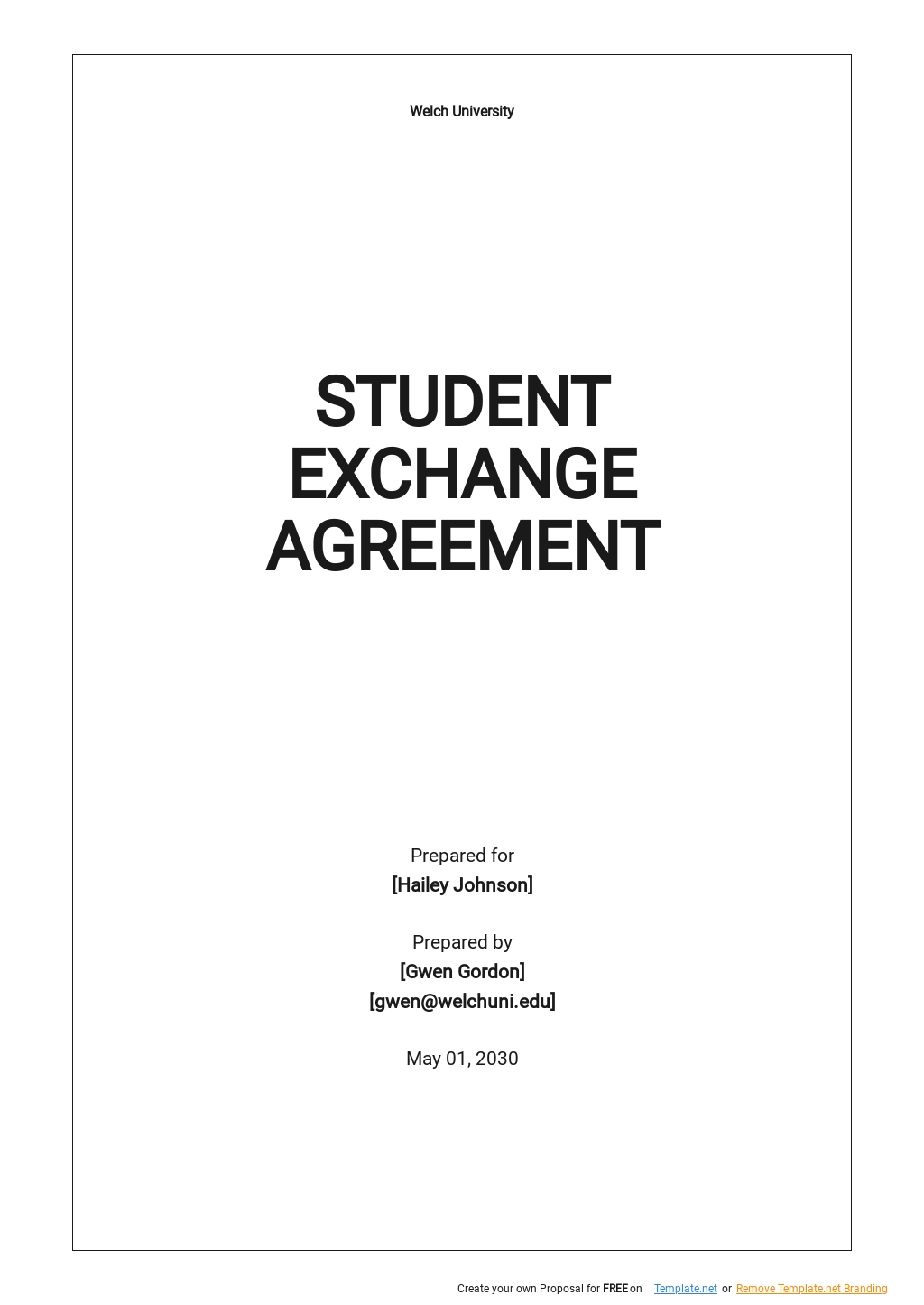 Student Exchange Agreement Template