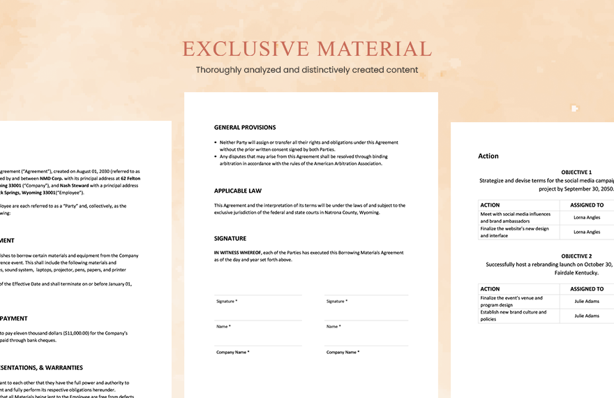 Borrowing Materials Agreement Template