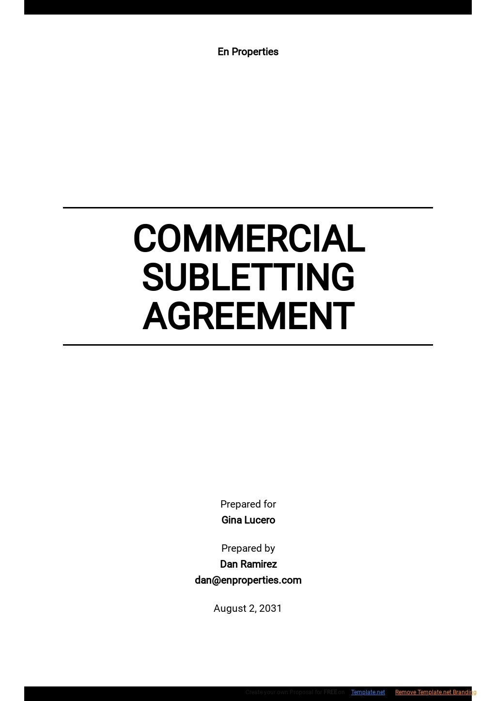 Commercial Subletting Agreement Template Google Docs Word Apple