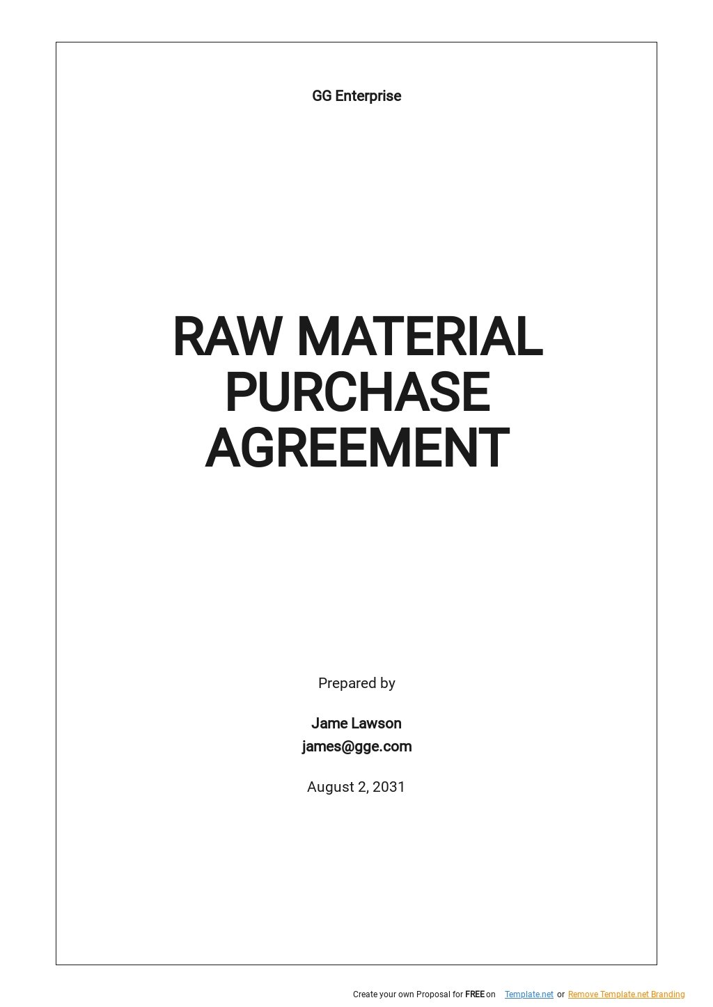 Raw Material Purchase Agreement Template - Google Docs, Word For raw material purchase agreement template