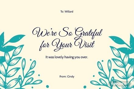 Thank You For Coming Greeting Card Template