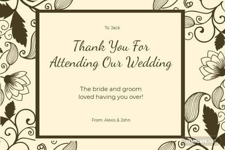 Thank You For Coming Wedding Card Template