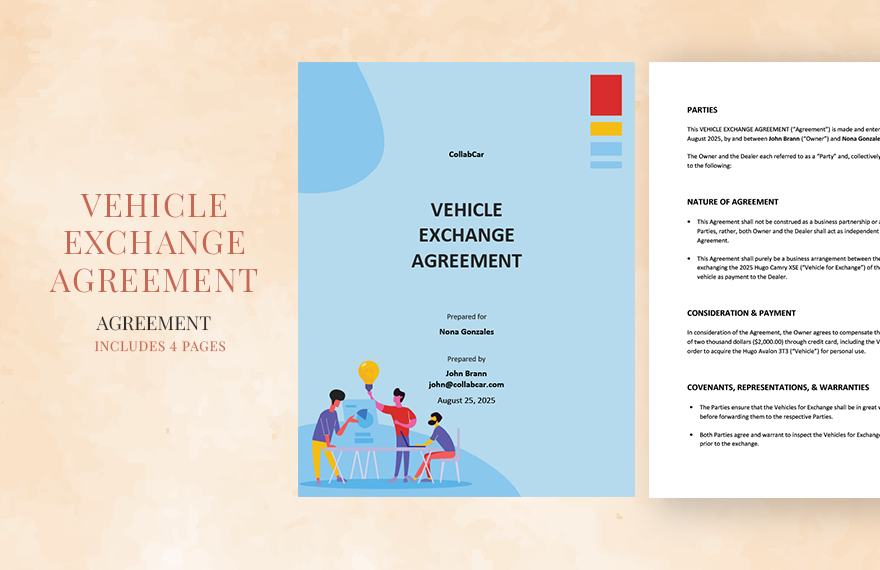Vehicle Exchange Agreement Template