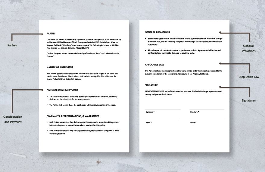 Trade Exchange Agreement Template