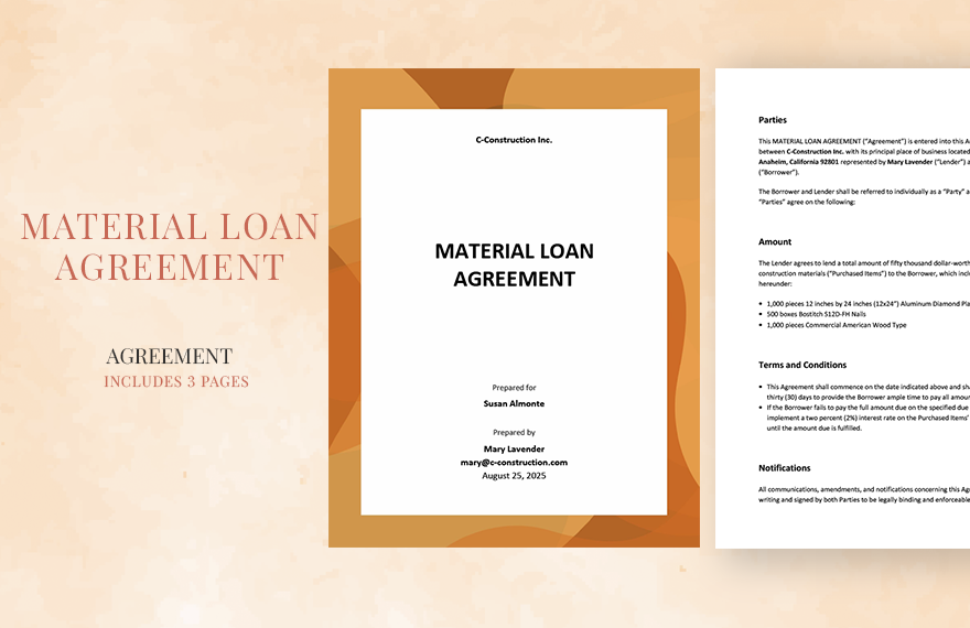 Material Loan Agreement Template