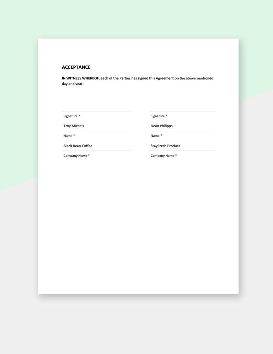Raw Material Supply Agreement Template 