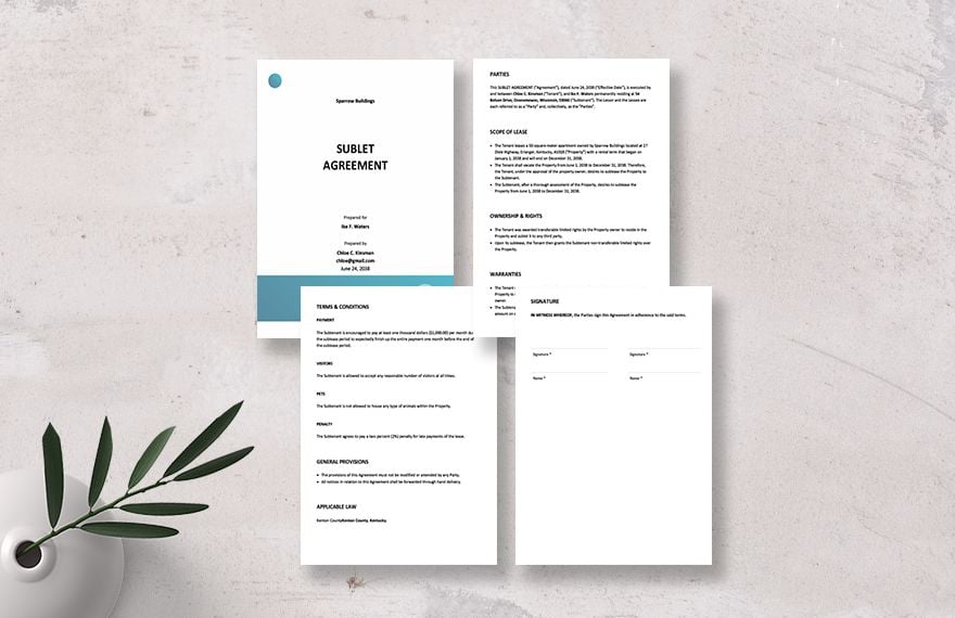 Simple Sublet Agreement Template