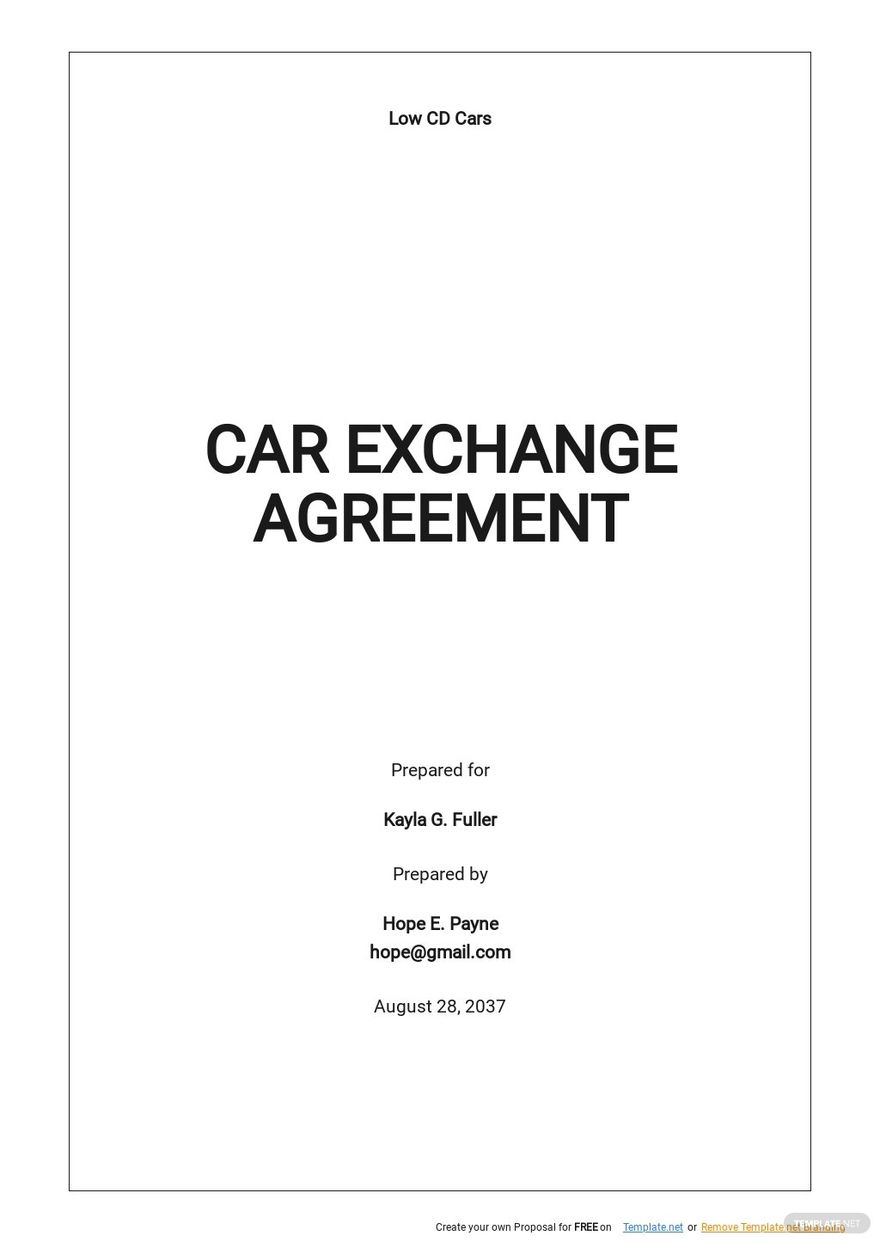 Standard Car Exchange Agreement Template