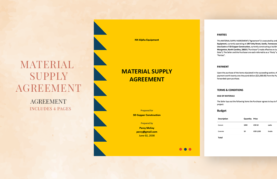 Material Supply Agreement Template in Word, Google Docs, Apple Pages