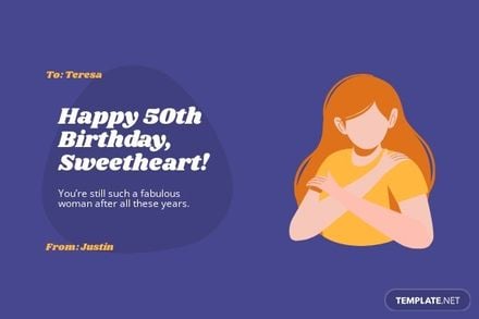 50th Birthday Card Template for Wife