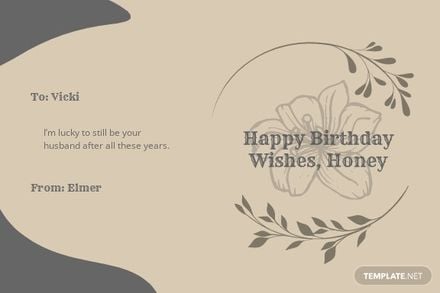 Vintage Birthday Card Template for Wife