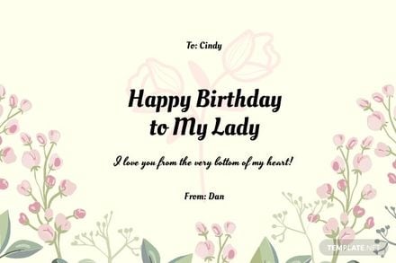 Happy Birthday Card Template for Wife