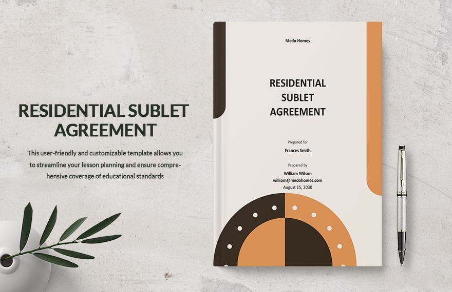 Residential Sublet Agreement Template in Word, Google Docs, Apple Pages