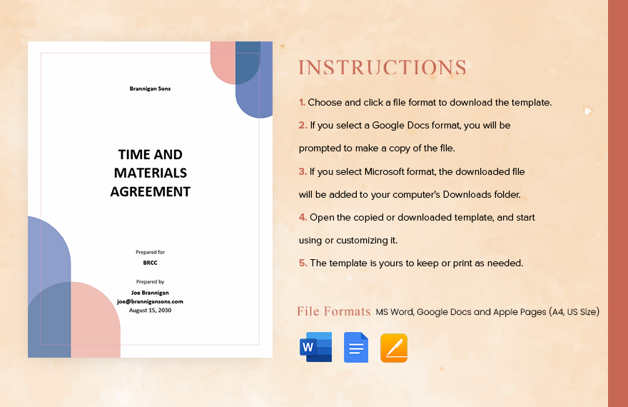 Time And Materials Agreement Template