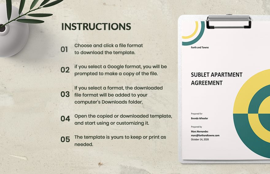 Sublet Apartment Agreement Template
