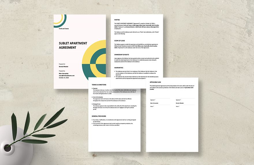 Sublet Apartment Agreement Template