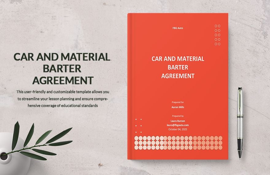 Free Car And Material Barter Agreement Template