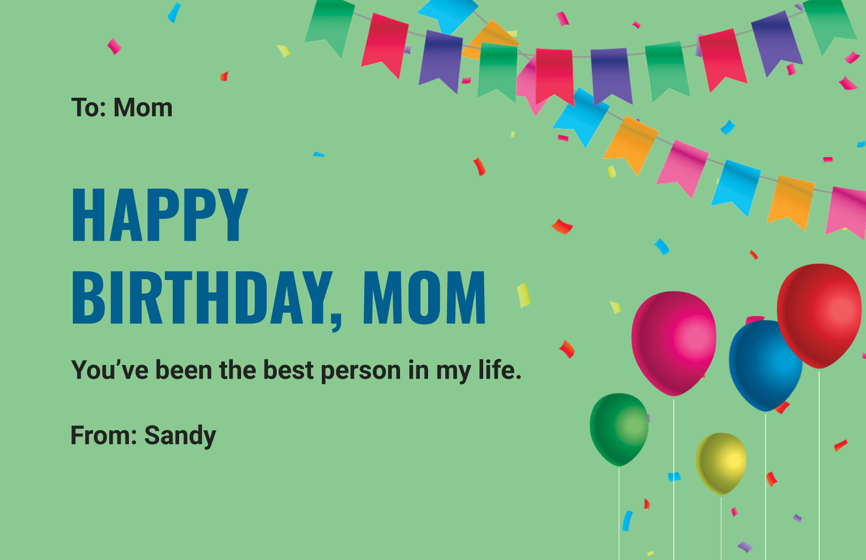 Happy Birthday Mom Printable Card