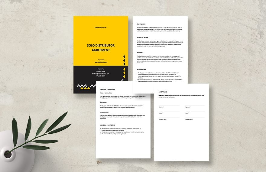 Sole Distributor Agreement Template