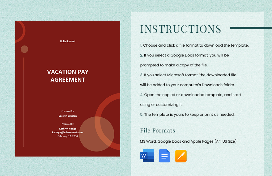 Vacation Pay Agreement Template