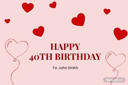 40th Birthday Card Template For Husband