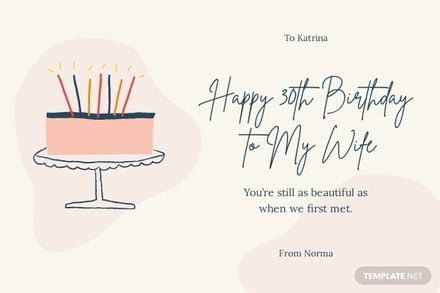 30th Birthday Card Template For Her