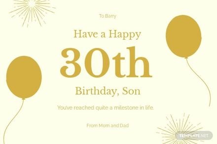 Son 30th Birthday Card Template in Word, Google Docs, Illustrator, PSD, Publisher