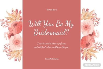 Bridesmaid Proposal Card Template in PSD PDF Illustrator Word