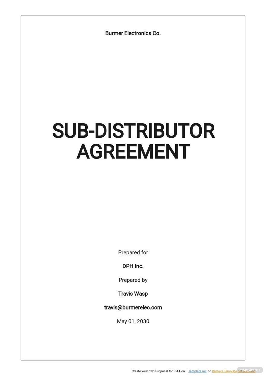 Sub-Distributor Agreement Template