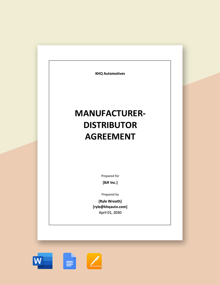 Manufacturer Distributor Agreement Template