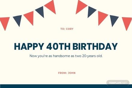 Funny 40th Birthday Card Template - Google Docs, Illustrator, Word, PSD,  Publisher 