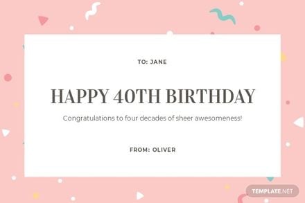 Free 40th Birthday Card Template in Word, Google Docs, Illustrator, PSD, Publisher