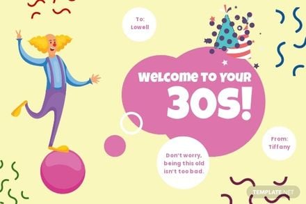 Funny 30th Birthday Card Template - Google Docs, Illustrator, Word, PSD,  Publisher 