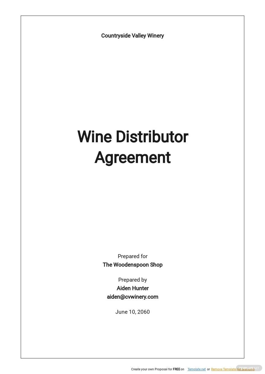 Wine Distributor Agreement Template 