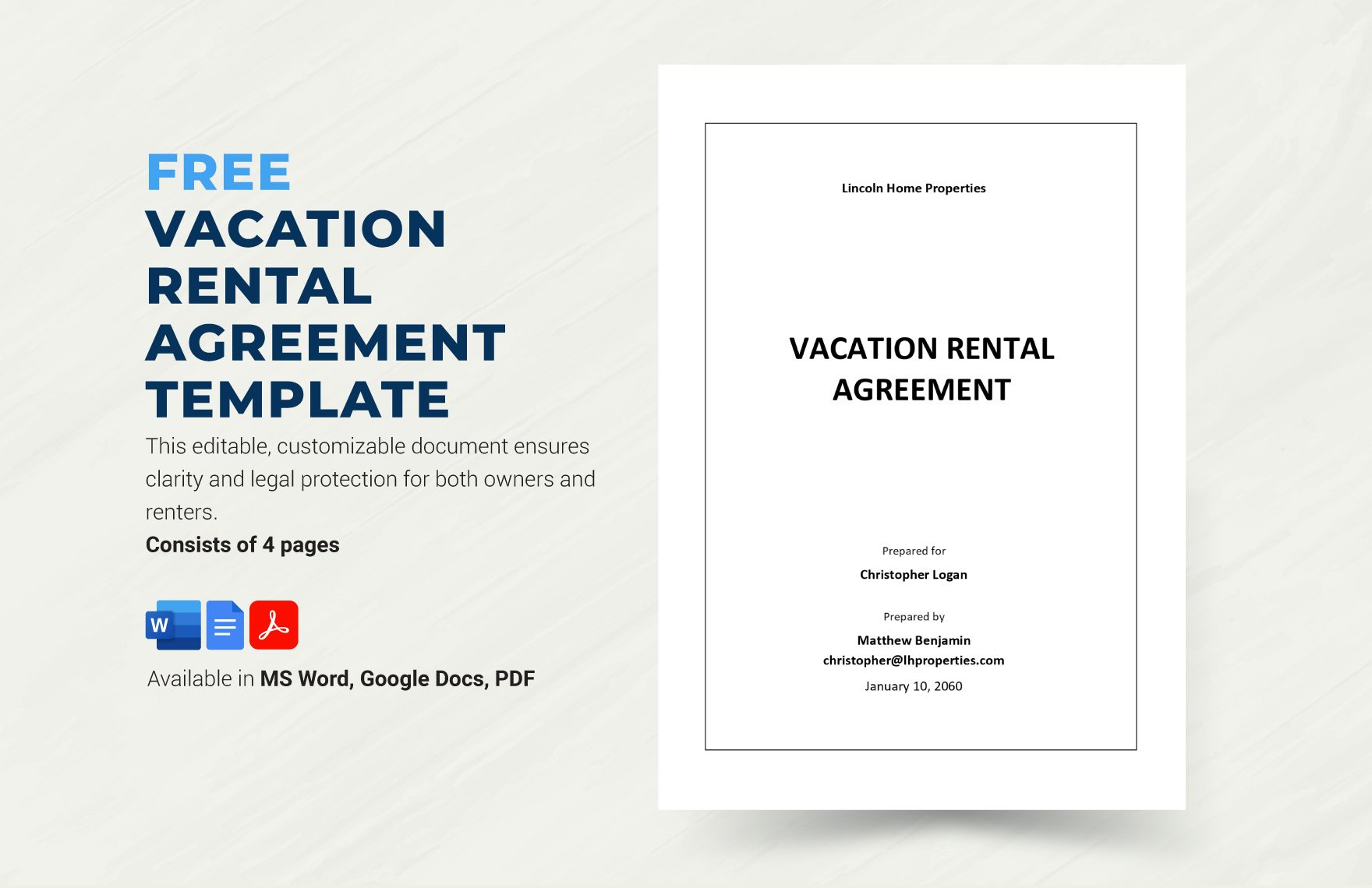Vacation Rental Agreement Template 