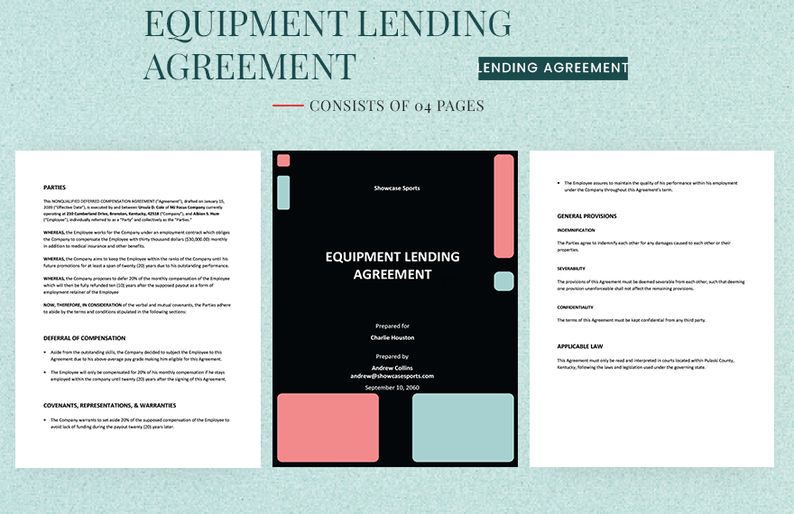 Equipment Lending Agreement Template 