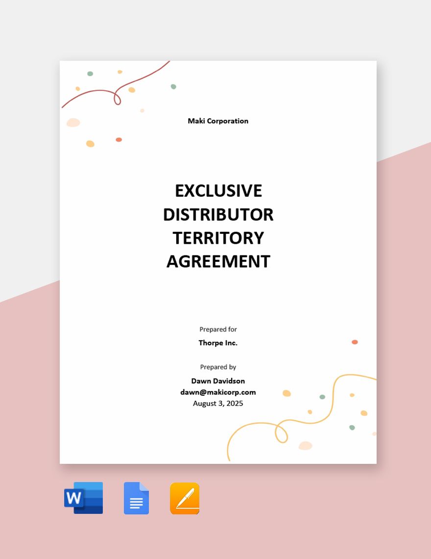 Exclusive Distributor Territory Agreement Template