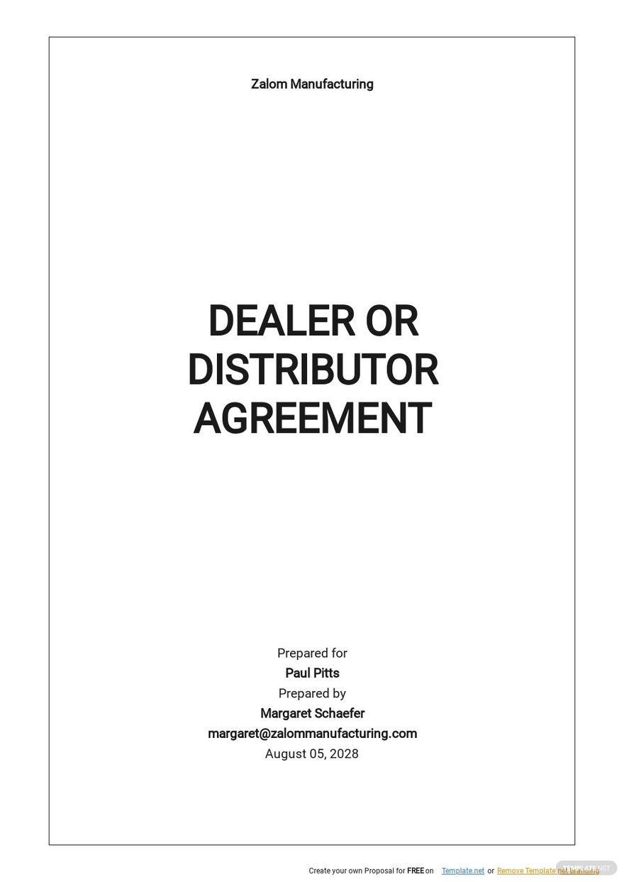 Dealer Or Distributor Agreement Template