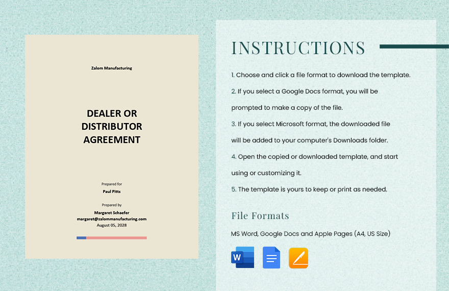 Dealer Or Distributor Agreement Template