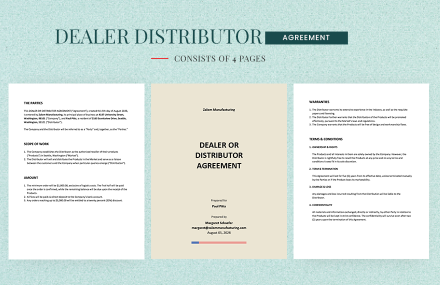 Dealer Or Distributor Agreement Template in Word, Google Docs, Apple Pages