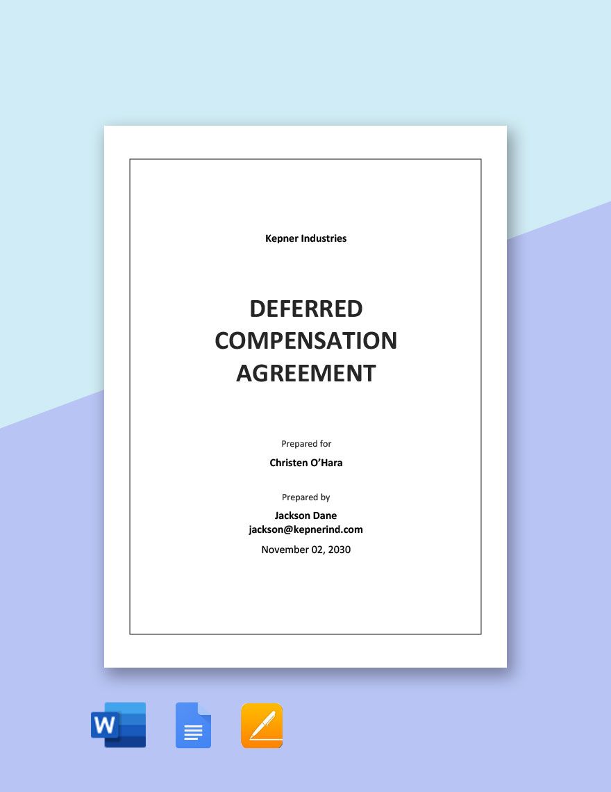 Deferred Compensation Agreement Template
